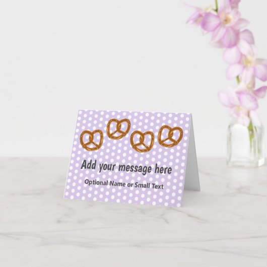 小さなプレッツェル塩辛いスナック点々のある- – あなたのテキスト カード (蘭)