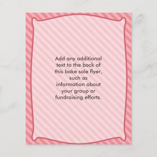 小さなベイクセールのフライヤー、甘いピンクの渦巻き旋回 チラシ (裏面)