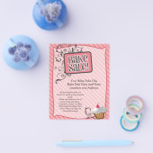 小さなベイクセールのフライヤー、甘いピンクの渦巻き旋回 チラシ (シングル)