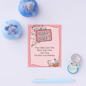 小さなベイクセールのフライヤー、甘いピンクの渦巻き旋回 チラシ (シングル)