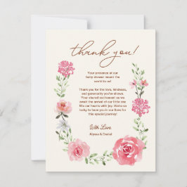 小さなベビーの開花水の色の花模様赤ちゃんシャワー サンキューカード