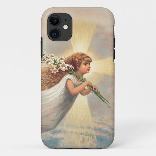小さなベビーエンジェルがユリを持つ Case-Mate iPhoneケース (裏面)
