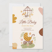 小さなベビーハンドドロー赤ちゃんシャワー 招待状 (正面)