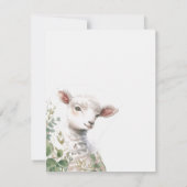 小さなベビー子羊とユーカリのバプテスマ サンキューカード (裏面)