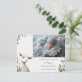 小さなベビー子羊とユーカリのバプテスマ サンキューカード (スタンド正面)