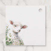 小さなベビー子羊とユーカリのバプテスマ フェイバータグ (裏面)