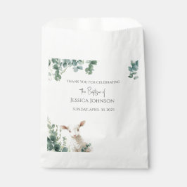 小さなベビー子羊とユーカリのバプテスマ フェイバーバッグ