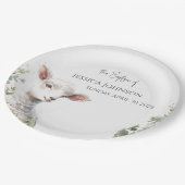 小さなベビー子羊とユーカリのバプテスマ ペーパープレート (アングル)