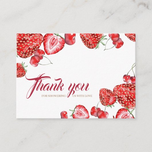 小さなベリー感謝の水色の女の子ベビーシャワー エンクロージャーカード (正面)