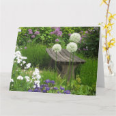 小さなベンチ – 大きな横向きのグリーティングカード カード (黄色い花)