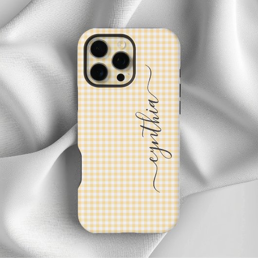 小さなベージュのギンガムシグネチャー iPhoneケース