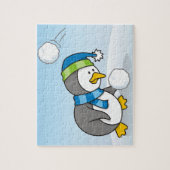 小さなペンギンが雪玉を手に入れる ジグソーパズル (縦)