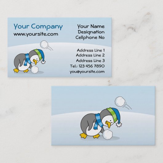 小さなペンギンが雪玉を手に入れる 名刺 (正面/裏面)