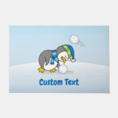 小さなペンギンが雪玉を浮かべる ドアマット (正面)