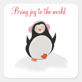 小さなペンギンの笑顔のステッカー スクエアシール