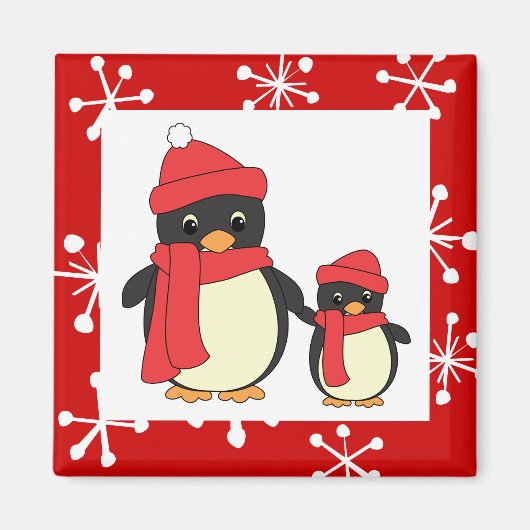 小さなペンギンを散歩 マグネット (正面)