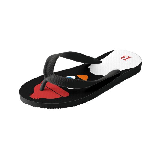 小さなペンギンモノグラムのキュートな漫画おもしろい鳥 キッズビーチサンダル (アングル)