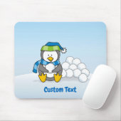 小さなペンギン座ってスノーボールマウスパッド マウスパッド (マウス)