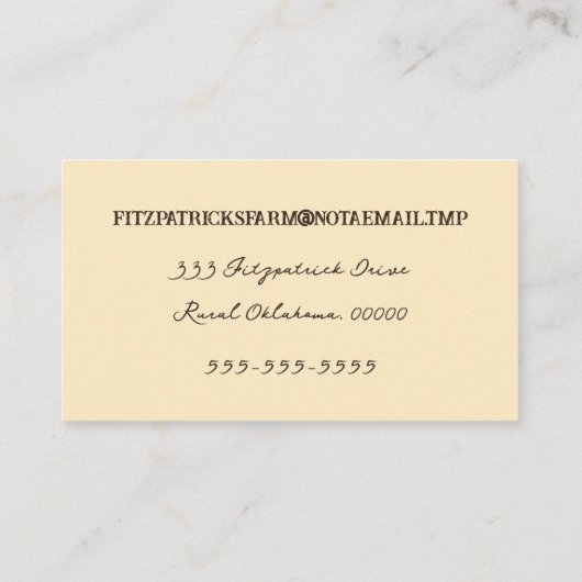 小さなホームステッドファミリーエッグファームヴィンテージ鶏 名刺 (裏面)