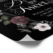 小さなボオは甘いゴシック不気味様式の花模様標識 ポスター (角)