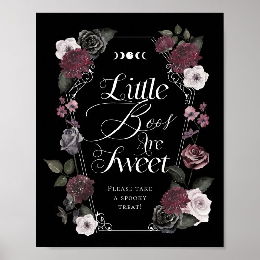 小さなボオは甘いゴシック不気味様式の花模様標識 ポスター (正面)