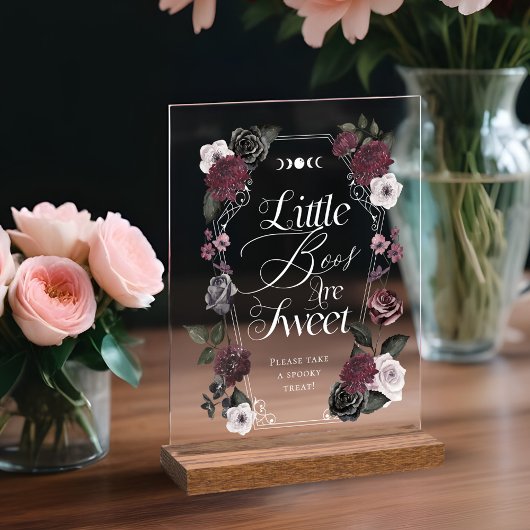 小さなボオは甘いゴシック不気味花模様シャワー アクリルサイン