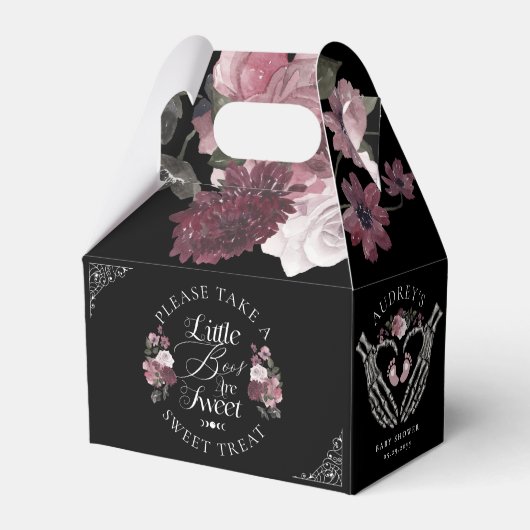 小さなボオスは甘いゴシック様式の水色の花模様 フェイバーボックス (正面サイド)