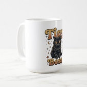 小さなボス黒猫デザイン コーヒーマグカップ (正面左)