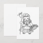 小さなボピープガールドールのアートカラーリングページ サンキューカード (正面/裏面)