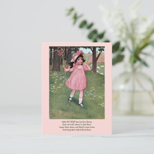 小さなボー・ピープと恋しく思の羊の子供部屋韻 ポストカード (スタンド正面)