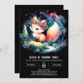 小さなマジェスティック・フォックスの誕生日デジタル 招待状 (正面/裏面)