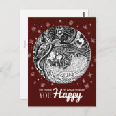 小さなマッチの少女 |ワインレッドはがき ポストカード (正面/裏面)