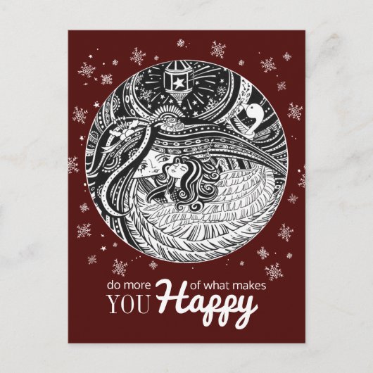 小さなマッチの少女 |ワインレッドはがき ポストカード (正面)