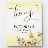小さなミツバチの赤ちゃんシャワー歓迎サイン フォトプラーク (正面)