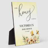 小さなミツバチの赤ちゃんシャワー歓迎サイン フォトプラーク (側面)