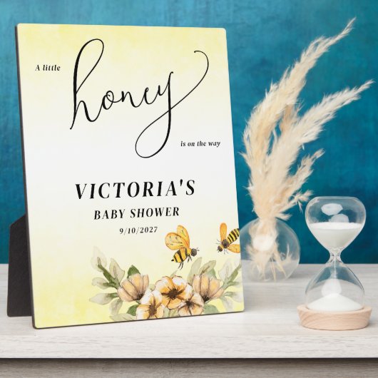 小さなミツバチの赤ちゃんシャワー歓迎サイン フォトプラーク (側面)