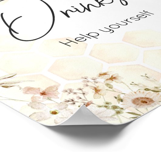 小さなミツバチの赤ちゃんシャワー飲料 ポスター (角)