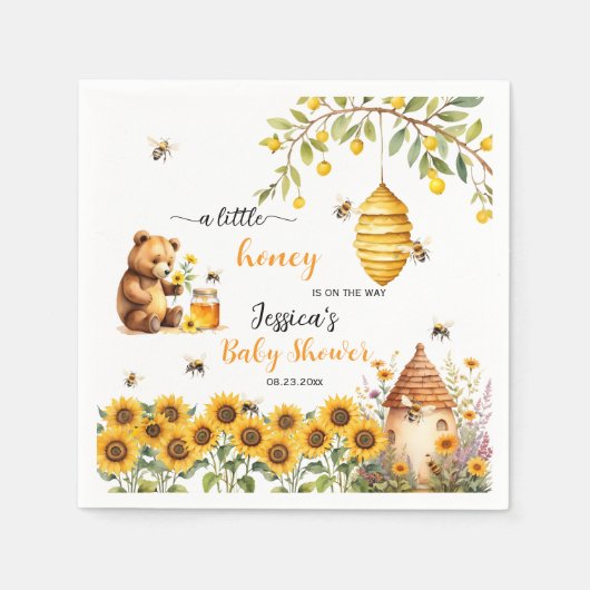 小さなミツバチの赤ちゃんシャワー スタンダードカクテルナプキン (正面)