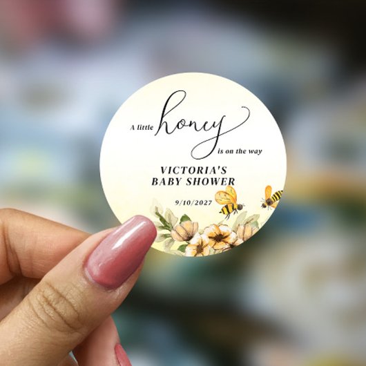 小さなミツバチの赤ちゃんシャワー ラウンドシール