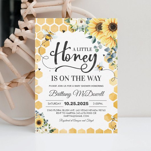 小さなミツバチの赤ちゃんシャワー 招待状