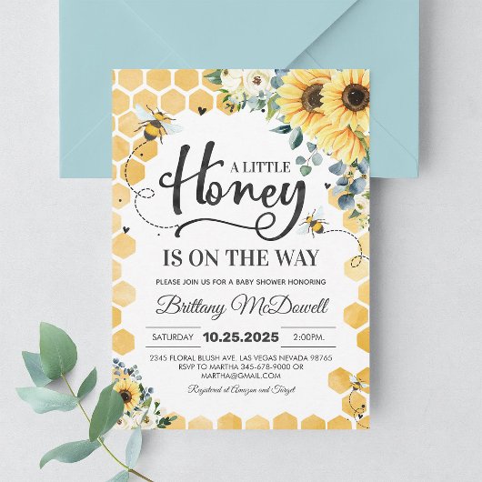 小さなミツバチの赤ちゃんシャワー 招待状