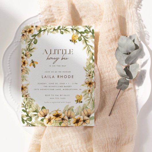 小さなミツバチ – 春ベビーシャワー 招待状