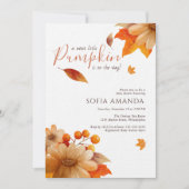 小さなミニマルかぼちゃの紅葉ベビースシャワー 招待状 (正面)