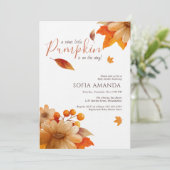 小さなミニマルかぼちゃの紅葉ベビースシャワー 招待状 (スタンド正面)