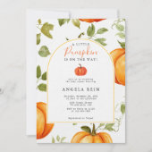 小さなミニマルかぼちゃの紅葉ベビースシャワー 招待状 (正面)