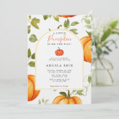 小さなミニマルかぼちゃの紅葉ベビースシャワー 招待状 (スタンド正面)