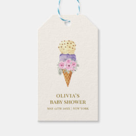 小さなミニマル花スクープアイスクリーム赤ちゃんシャワー ギフトタグ