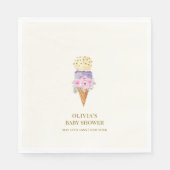 小さなミニマル花スクープアイスクリーム赤ちゃんシャワー スタンダードランチョンナプキン (正面)