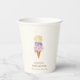 小さなミニマル花スクープアイスクリーム赤ちゃんシャワー 紙コップ