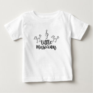 小さなミュージシャンと音楽ノートの高音クレフ、 音符記号 ベビーTシャツ